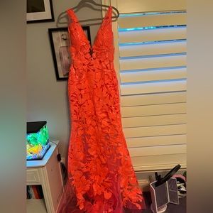 jovani prom dress in neon coral. size 8, minor alterations